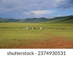 The Mongolian steppe near Ulaanbaatar