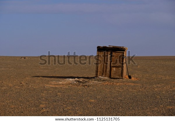 Mongolian toilet nomad Ger camp Mongolian at\
gobi desert national park at\
Mongolia