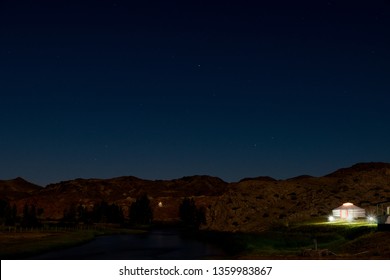 Mongolian Yurt At Night With Stars