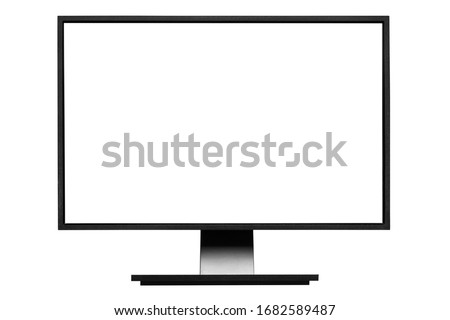Monitor with blank screen, isolated on white background
