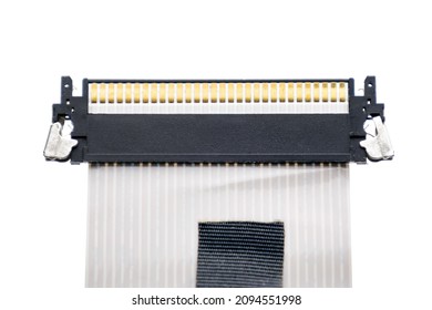 Monitor Connector On White Isolated Background. Display Connector, Flex Cable