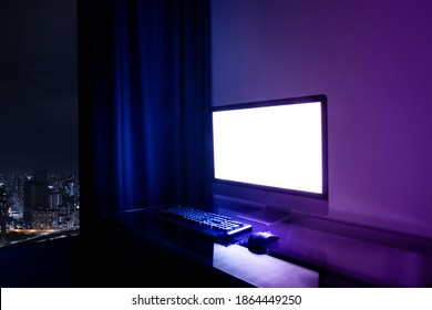 Monitor on in dark room -isolated