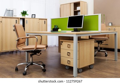 monitor desk in modern office