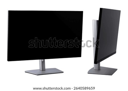 monitor on a stand for a personal computer, isolated on a white background