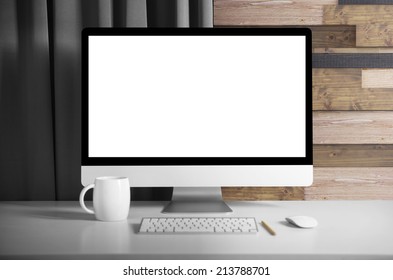 Monitor on table - Shutterstock ID 213788701