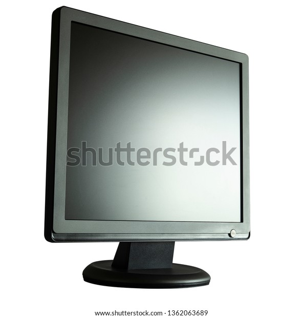Computer On Round Stand Stock Photo 
