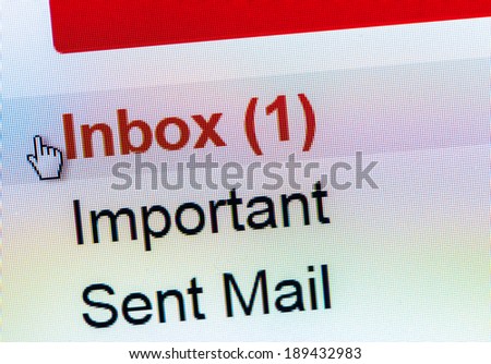 Monitor screen showing email in the inbox