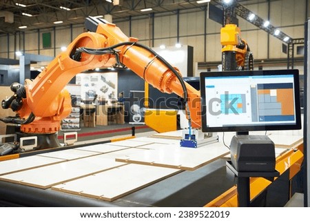Monitoring control panel of robot manipulator wood working machine