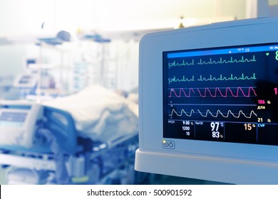Monitoring of patient's heart in intensive care unit. - Shutterstock ID 500901592