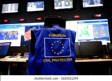 Monitors In Control Centre Of The Emergency Response Coordination Centre (ERCC) In Brussels, Belgium On Jan. 22, 2019