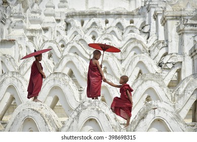 Monk Burma Novices In Myanmar