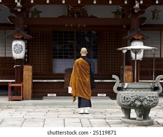 Monk In Japanese Temple