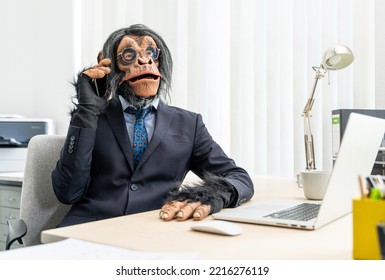 Monkey Business Man Talking On Phone