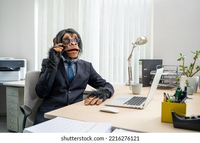 Monkey Business Man Talking On Phone