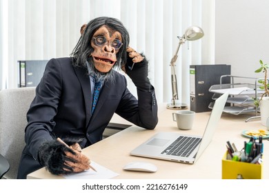 Monkey Business Man Talking On Phone