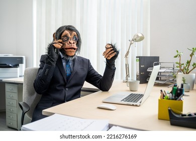 Monkey Business Man Talking On Phone