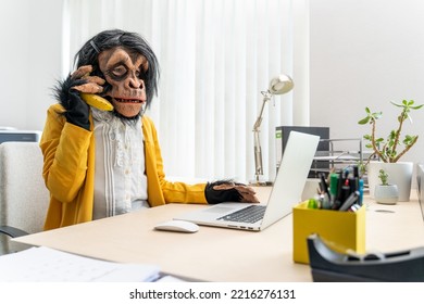 Monkey Business Woman Talking On Banana Phone