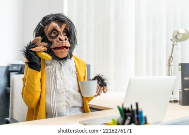 Monkey Business Woman Talking On Banana Phone