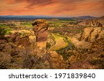 Monkey Face and Crooked River in Smith Rock State Park.  Smith Rock State Park is an American state park located in central Oregon