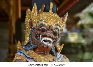 Monkey God Statue With Gold Trim, Closeup