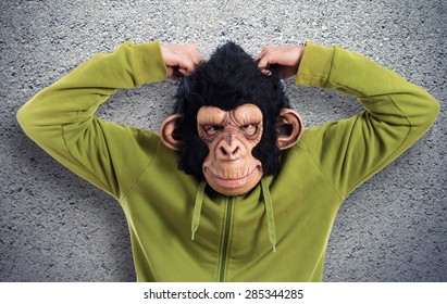 Monkey man over textured background