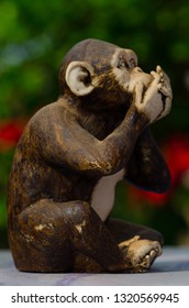 Monkey Statue With Gesture Of I Do Not Know, I Have Not Seen And I Have Not Heard