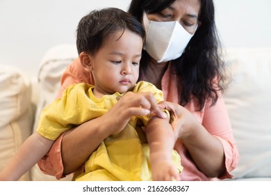 Monkeypox infection pandemic.African kid child hand symptom pox on monkeypox infection.Monkeypox is a rare disease infection with virus.kid Health.infection in South America.Mosquito bite.dengue fever - Shutterstock ID 2162668367