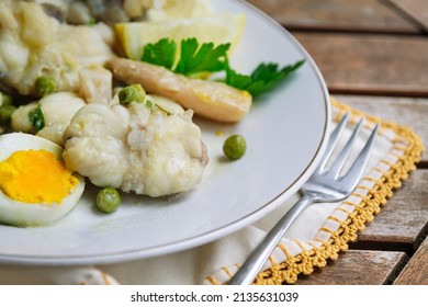 Monkfish Dish Stewed Fish Or In Sauce On The Table