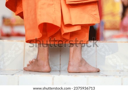monk's feet Living with Buddhism of Asia