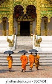 Monks Going To A Temple, Luang Prabang, Laos