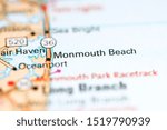 Monmouth Beach. New Jersey. USA on a geography map