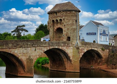 Monmouth Wales May 2022. The Monnow bridge over the river Wye. Fortified river bridge. Only one in the United Kingdom. Circa 1272.