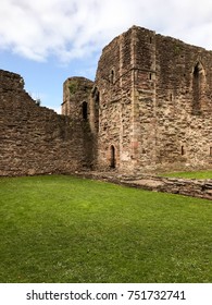 Monmouth, Wales - October 2017: Wide Angle View Of The Ruins Of Monmouth Castle