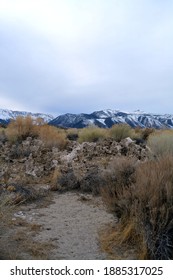 Mono Lake Tufa State Natural Reserve In Eastern California On A Cold December Day With Tuff An Grass An The Sierra Mountains In The Background