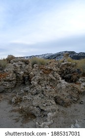 Mono Lake Tufa State Natural Reserve In Eastern California On A Cold December Day With Tuff An Grass An The Sierra Mountains In The Background