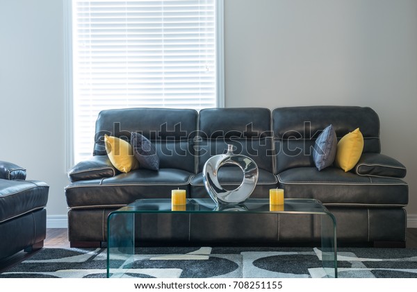 Monochromatic Color Scheme Living Room Greys Stock Photo