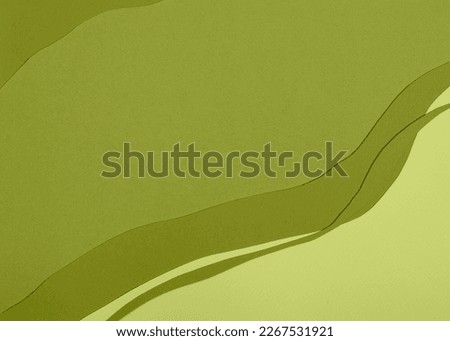 Monochromatic green abstract paper composition with organic shapes. Flat lay, copy space.
