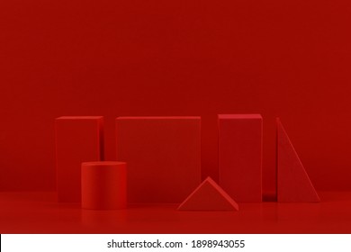 Monochromatic Red Geometric Composition With Space For Text