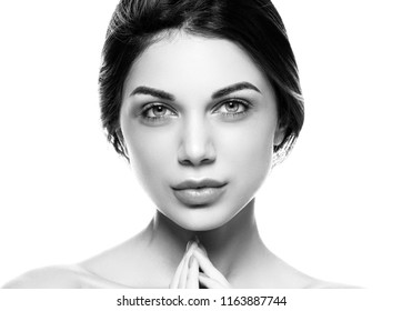 Monochrome Beautiful Woman Beauty Female Girl Stock Photo 1163887744 ...