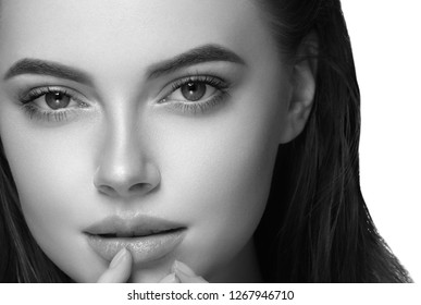 Monochrome Beauty Face Woman Healthy Skin Stock Photo 1267946710 ...