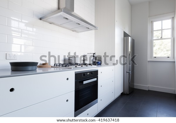 Monochrome Clean White Kitchen Bench Top Stock Photo Edit Now