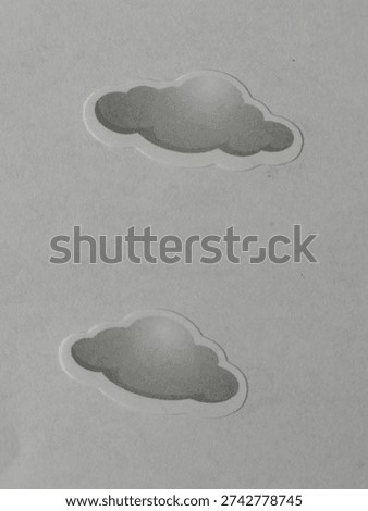 Monochrome cloud graphic decals in simple flat design