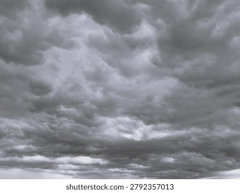 Monochrome Cloudscape Background With Soft Dramatic Sky and Storm Texture