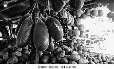 monochrome grunge fruit photo display with edited colors - Powered by Shutterstock