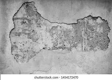 Monochrome Stone Wall With A Hole From The Fallen Off Plaster