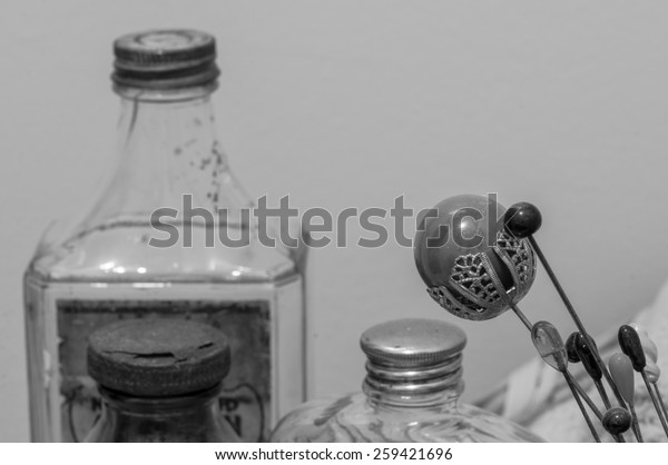 Monochrome View Victorian Era Hairpins Equally Stock Image