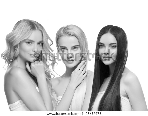 Monochrome Women Group Beauty Concept Portrait Stock Photo Edit