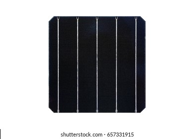 Monocrystalline Solar Cell Isolated On White Background.( With Clipping Path.)