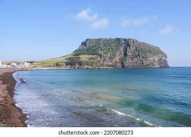 Monogenetic Volcanic Field  Seen From The Beach. Jeju