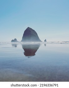 Monolith At Cannon Beach, Oregon Coastline. 